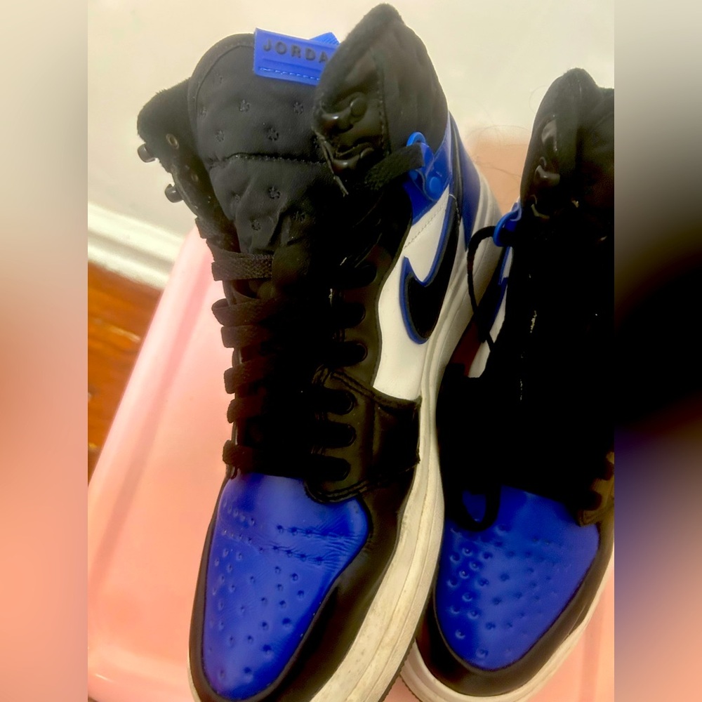 Black royal blue & white Classic high top Nike jordan very unique pair .
